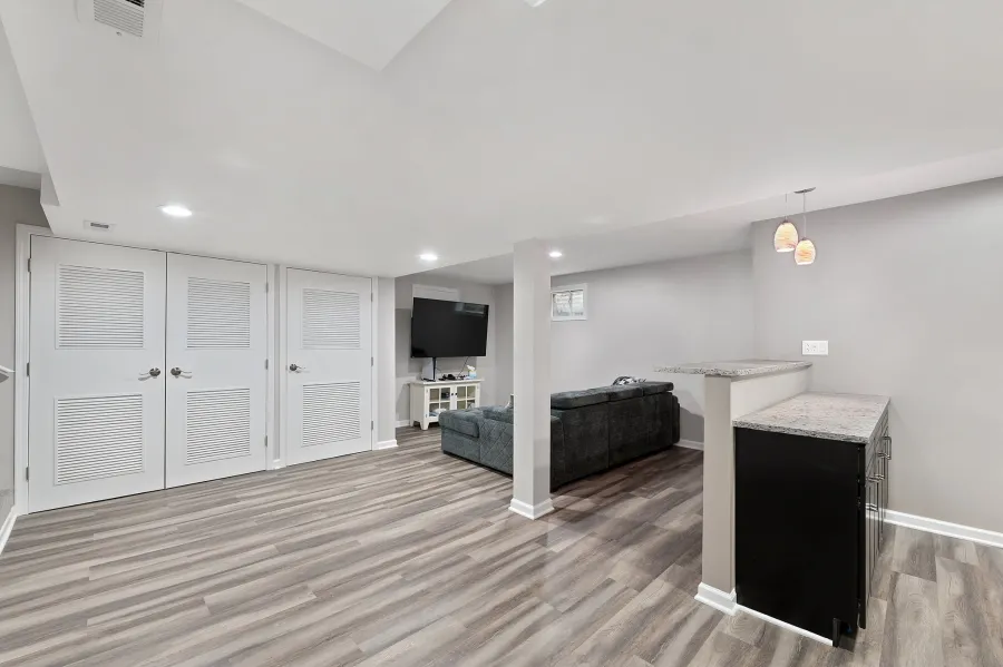 Basement With Large Bar